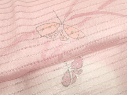平和屋本店■夏物　和装小物　帯締め・帯揚げセット　絽　舞蝶文　暈し染め　くみひも　逸品　未使用　DZAA10364kh5