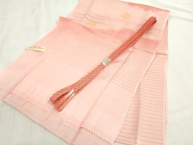 平和屋本店＊夏物 和装小物 帯締め・帯揚げセット 絽 流水花地紋 金彩 逸品 未使用 DZAA10366kh5