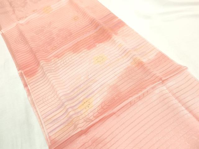 平和屋本店＊夏物 和装小物 帯締め・帯揚げセット 絽 流水花地紋 金彩 逸品 未使用 DZAA10366kh5