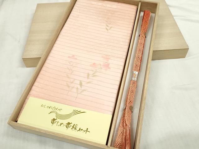 平和屋本店■夏物　和装小物　帯締め・帯揚げセット　絽　桔梗　暈し染め　くみひも　逸品　未使用　DZAA10367kh5