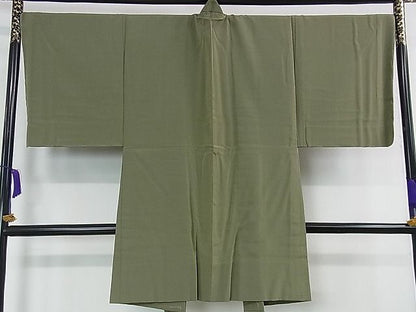 平和屋本店■極上　男性　お召　単衣　アンサンブル　キングサイズ　褐返色×柳茶色　三越扱い　逸品　未使用　DZAA1036kh4 - 平和屋