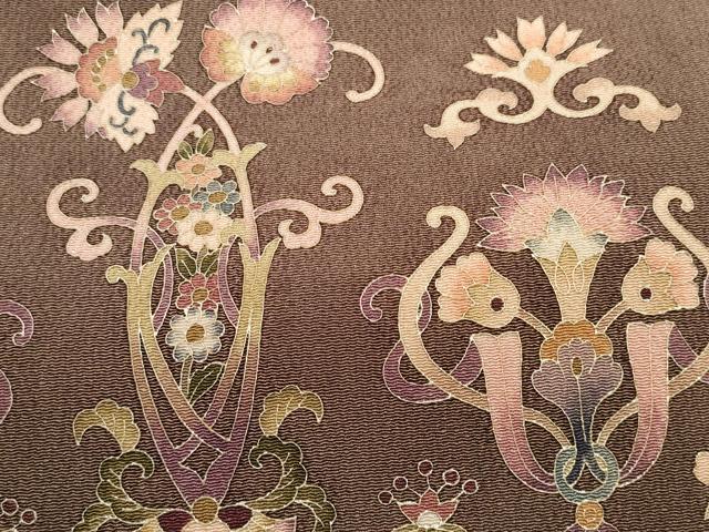 平和屋本店●岡重謹製　OKAJIMA　和装小物　和装バッグ　ハンドバッグ　手提げ　更紗花文　保存袋付き　逸品　未使用　DZAA10818kh5