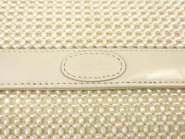 平和屋本店●PERSOGE ペルソージ ハンドバッグ 真珠 パール 真珠光沢 ショルダー紐・箱・保存袋・宝石鑑別書付き 逸品 未使用 DZAA10820kh5