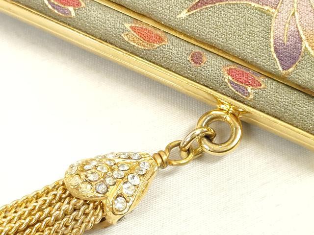 平和屋本店●岡重謹製　OKAJIMA　和装小物　和装バッグ　ハンドバッグ　更紗花文　ラインストーン　箱付き　逸品　DZAA10843kh5