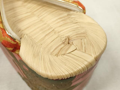 平和屋本店●和装小物 ぽっくり下駄 こっぽり・おこぼ下駄 畳表 金蒔絵 飛鶴松文 逸品 DZAA10976kh5