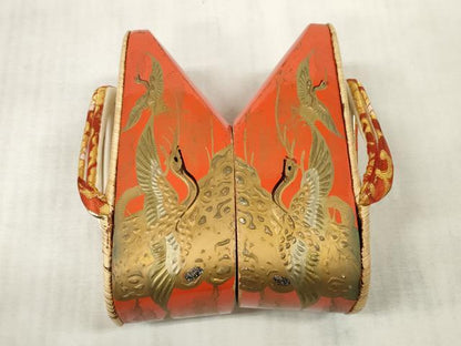 平和屋本店●和装小物 ぽっくり下駄 こっぽり・おこぼ下駄 畳表 金蒔絵 飛鶴松文 逸品 DZAA10976kh5
