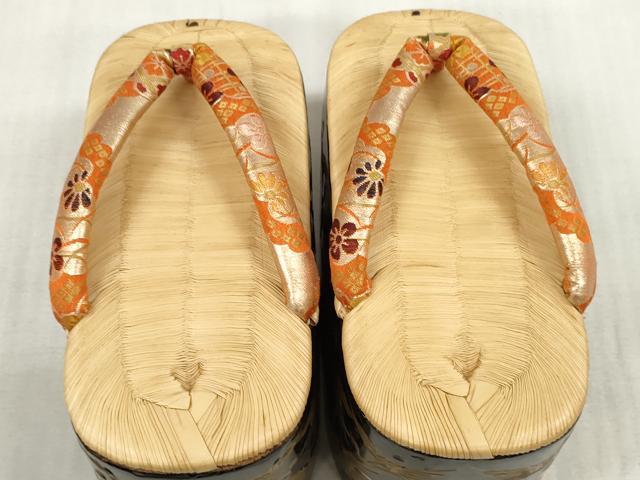 平和屋本店■和装小物　ぽっくり下駄　こっぽり・おこぼ下駄　畳表　金蒔絵　群れ鶴　逸品　DZAA10977kh5