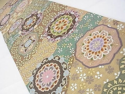 平和屋本店■極上　明綴れ　全通柄袋帯　正倉院花文　金糸　逸品　DZAA1097kh4 - 平和屋