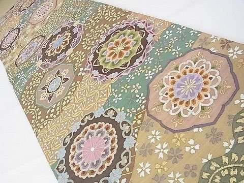 平和屋本店■極上　明綴れ　全通柄袋帯　正倉院花文　金糸　逸品　DZAA1097kh4 - 平和屋