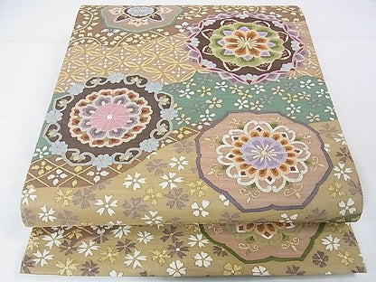 平和屋本店■極上　明綴れ　全通柄袋帯　正倉院花文　金糸　逸品　DZAA1097kh4 - 平和屋