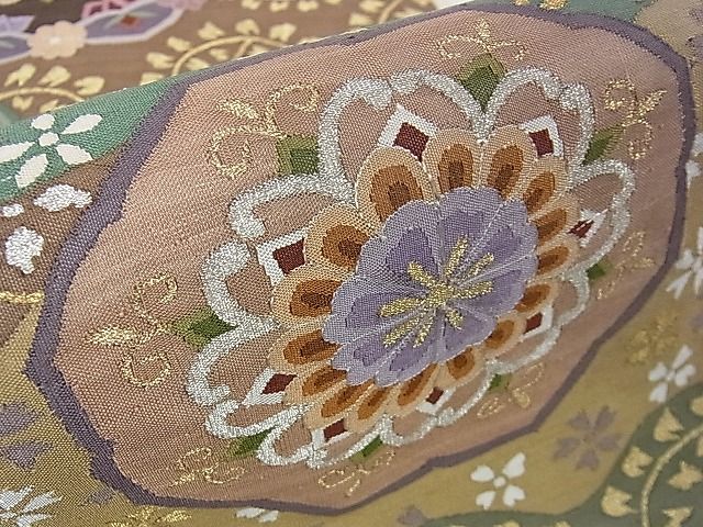 平和屋本店■極上　明綴れ　全通柄袋帯　正倉院花文　金糸　逸品　DZAA1097kh4 - 平和屋