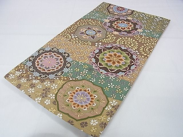 平和屋本店■極上　明綴れ　全通柄袋帯　正倉院花文　金糸　逸品　DZAA1097kh4 - 平和屋