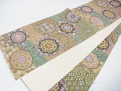 平和屋本店■極上　明綴れ　全通柄袋帯　正倉院花文　金糸　逸品　DZAA1097kh4 - 平和屋