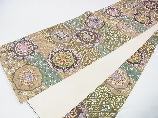 平和屋本店■極上　明綴れ　全通柄袋帯　正倉院花文　金糸　逸品　DZAA1097kh4 - 平和屋