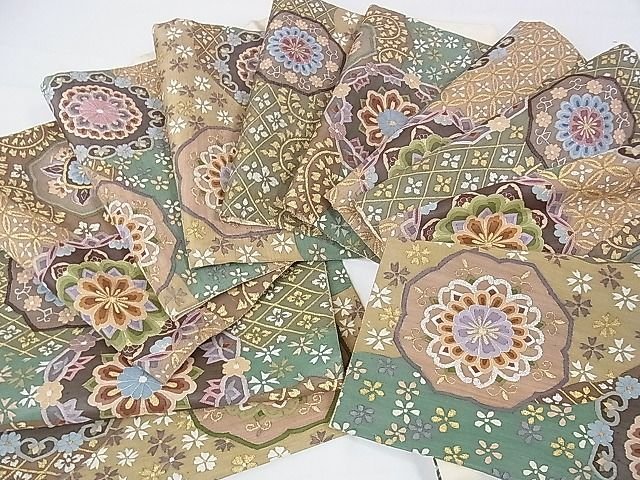 平和屋本店■極上　明綴れ　全通柄袋帯　正倉院花文　金糸　逸品　DZAA1097kh4 - 平和屋