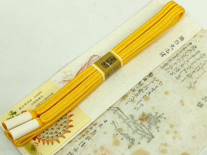 平和屋本店●極上 有職組紐道明 帯締め 冠組 山吹色 宮内庁御用 国立博物館御用 東京芸術大学御用 逸品 未使用 DZAA10980kh5