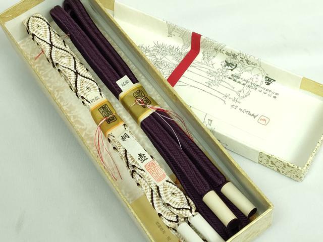 平和屋本店●極上 有職組紐道明 帯締2本 冠組：紫紺色 唐組：桐壺 宮内庁御用 国立博物館御用 東京芸術大学御用 逸品 未使用 DZAA10984kh5