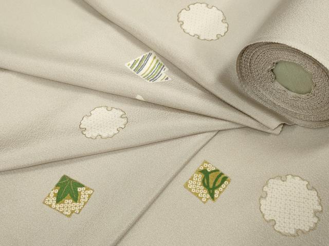 平和屋本店●小紋 反物 着尺 雪輪舞色紙文 逸品 未使用 DZAA11105kh5