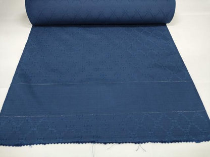 平和屋本店■極上　色無地　反物　着尺　本藍　花織　菱　留紺色　逸品　未使用　DZAA11109kh5