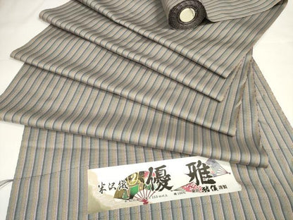 平和屋本店■極上　お召　反物　着尺　キングサイズ　米沢織　まるまなこ柄　東匠 猪俣謹製　証紙付き　逸品　未使用　DZAA11121kh5