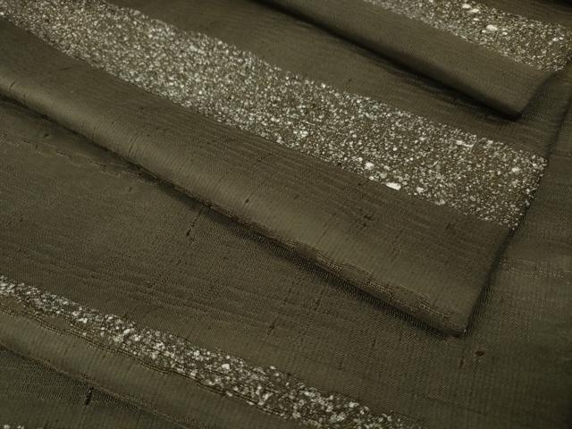 平和屋本店●極上 紬 反物 着尺 吉野織 吹雪模様 媚茶色 逸品 未使用 DZAA11128kh5
