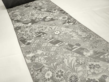 平和屋本店●極上 お召 反物 着尺 天目織 草花 逸品 未使用 DZAA11137kh5
