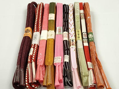 平和屋本店■和装小物　帯締め10本　佐賀錦　笹浪組　金銀糸　松坂屋・大丸扱い　逸品　未使用　DZAA11158kh5