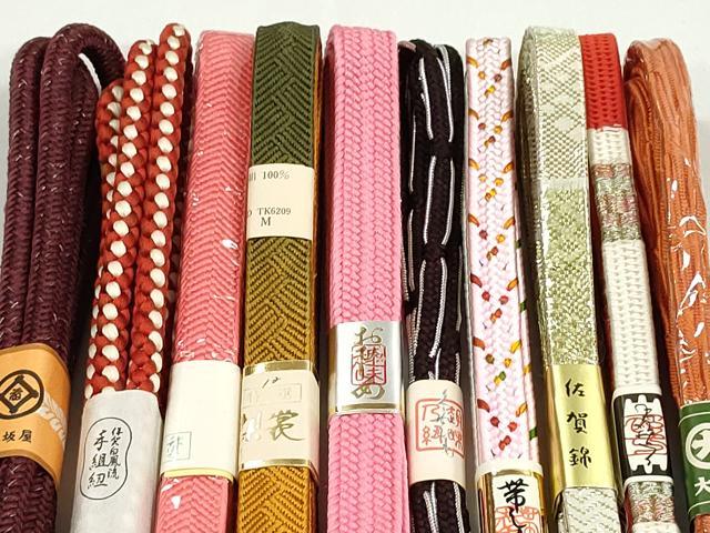 平和屋本店■和装小物　帯締め10本　佐賀錦　笹浪組　金銀糸　松坂屋・大丸扱い　逸品　未使用　DZAA11158kh5