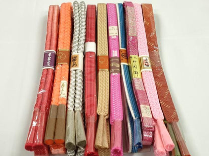 平和屋本店■和装小物　帯締め10本　佐賀錦　奈良組　くみ紐　金銀糸　逸品　未使用　DZAA11159kh5