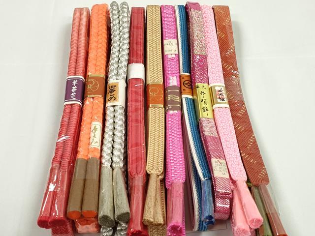 平和屋本店■和装小物　帯締め10本　佐賀錦　奈良組　くみ紐　金銀糸　逸品　未使用　DZAA11159kh5