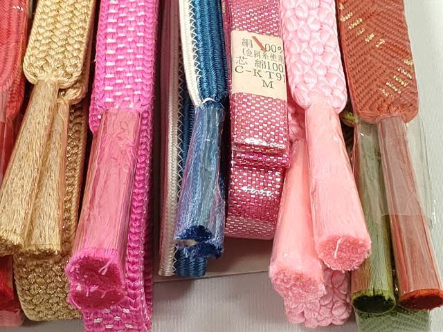 平和屋本店■和装小物　帯締め10本　佐賀錦　奈良組　くみ紐　金銀糸　逸品　未使用　DZAA11159kh5