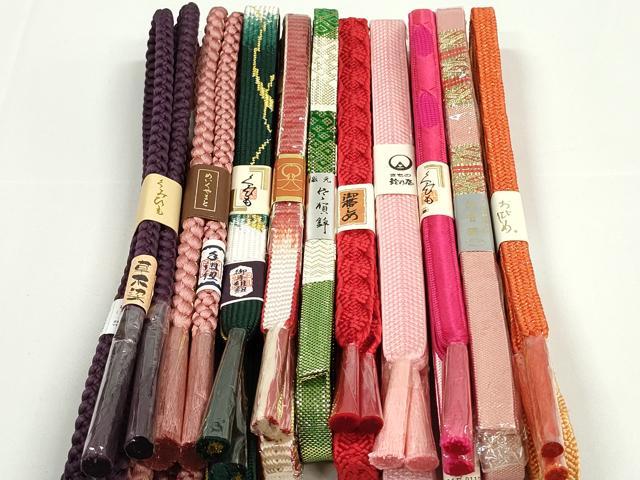 平和屋本店■和装小物　帯締め10本　佐賀錦　草木染　高麗組　くみひも　金糸　めいくやまと　鈴乃屋扱い　逸品　未使用　DZAA11160kh5
