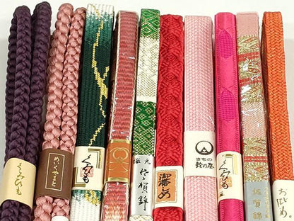 平和屋本店■和装小物　帯締め10本　佐賀錦　草木染　高麗組　くみひも　金糸　めいくやまと　鈴乃屋扱い　逸品　未使用　DZAA11160kh5