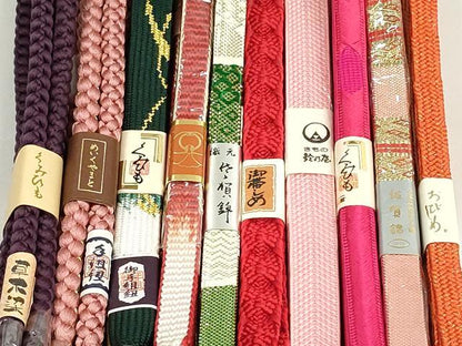 平和屋本店■和装小物　帯締め10本　佐賀錦　草木染　高麗組　くみひも　金糸　めいくやまと　鈴乃屋扱い　逸品　未使用　DZAA11160kh5