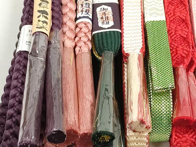 平和屋本店■和装小物　帯締め10本　佐賀錦　草木染　高麗組　くみひも　金糸　めいくやまと　鈴乃屋扱い　逸品　未使用　DZAA11160kh5