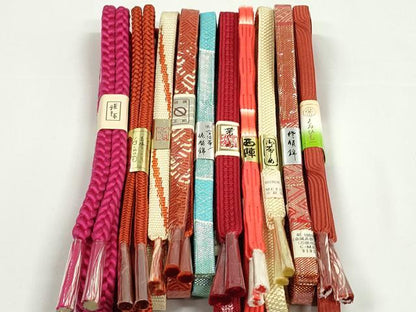 平和屋本店■和装小物　帯締め10本　西陣　佐賀錦　くみひも　手ぐみひも　金糸　逸品　未使用　DZAA11161kh5