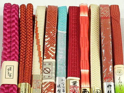 平和屋本店■和装小物　帯締め10本　西陣　佐賀錦　くみひも　手ぐみひも　金糸　逸品　未使用　DZAA11161kh5