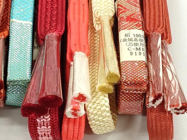 平和屋本店■和装小物　帯締め10本　西陣　佐賀錦　くみひも　手ぐみひも　金糸　逸品　未使用　DZAA11161kh5