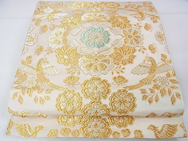 平和屋本店■極上　龍村晋謹製　全通柄袋帯　吐魯番花鳥文錦　金銀糸　逸品　DZAA1116kh4 - 平和屋