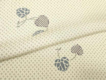 平和屋本店■小紋　反物　着尺　絹ちりめん　葵　逸品　未使用　DZAA11171kh5