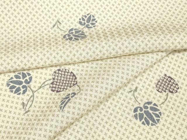 平和屋本店■小紋　反物　着尺　絹ちりめん　葵　逸品　未使用　DZAA11171kh5