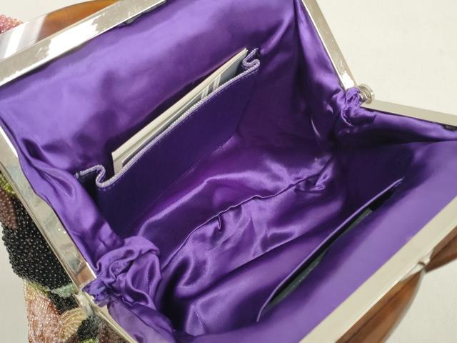 平和屋本店●和装小物 ビーズバッグ 和装バッグ 舞花文 がま口 持ち手付き レトロ 逸品 DZAA11181kh5