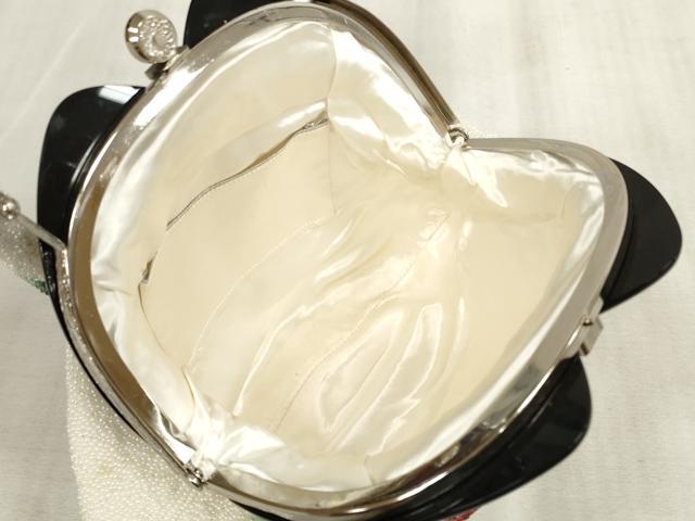 平和屋本店●和装小物　ビーズバッグ　和装バッグ　草花　がま口　持ち手付き　レトロ　逸品　DZAA11210kh5