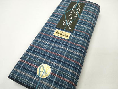 平和屋本店■夏物　阿波しじら織　浴衣　反物　着尺　格子　証紙付き　綿　逸品　未使用　DZAA11281kh5