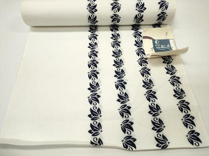 平和屋本店∴夏物 竺仙鑑製 浴衣 反物 着尺 花唐草文 証紙付き 綿 逸品 未使用 DZAA11285kh5