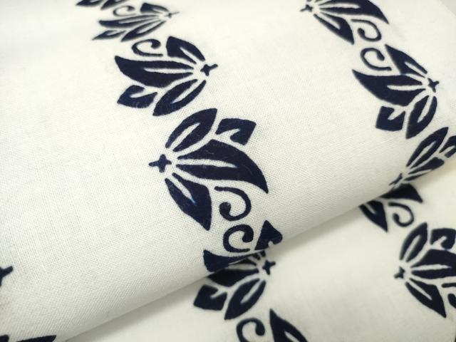 平和屋本店∴夏物 竺仙鑑製 浴衣 反物 着尺 花唐草文 証紙付き 綿 逸品 未使用 DZAA11285kh5