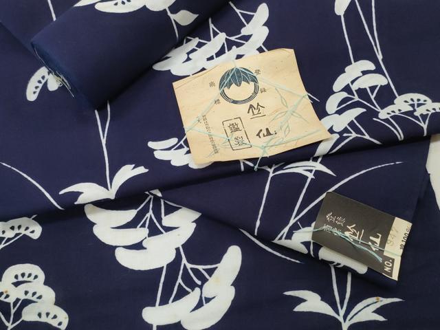 平和屋本店∴夏物 竺仙鑑製 浴衣 反物 着尺 草花 証紙付き 綿 逸品 未使用 DZAA11290kh5