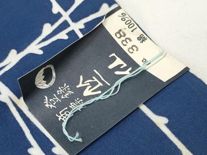 平和屋本店∴夏物 竺仙鑑製 浴衣 反物 着尺 格子 証紙付き 三越扱い 綿 逸品 未使用 DZAA11291kh5