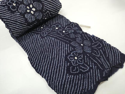 平和屋本店∴極上 夏物 浴衣 有松鳴海絞り 反物 着尺 湯のし前 花繋ぎ 綿 逸品 未使用 DZAA11302kh5
