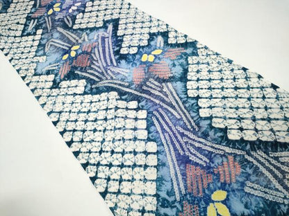 平和屋本店∴極上 夏物 浴衣 有松鳴海絞り 反物 着尺 杜若 綿 逸品 未使用 DZAA11312kh5